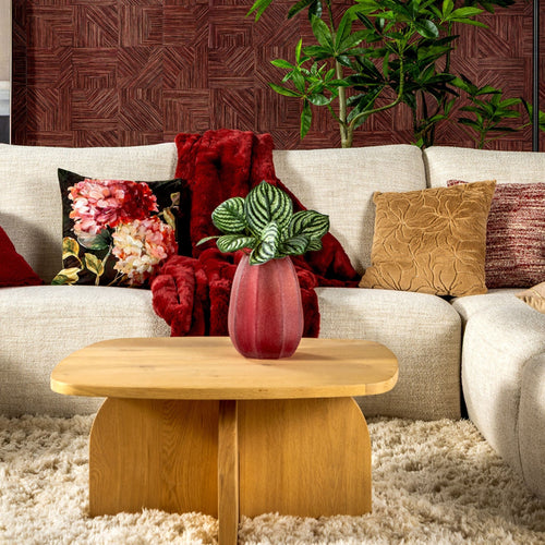 ZINZI - plaid 140x180 cm - bontlook - effen kleur - Merlot - rood