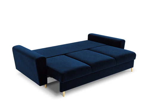 Cosmopolitan Design Slaapbank met opbergdoos Kyoto 3-zits, flueel, koningsblauw - 100x235x88cm