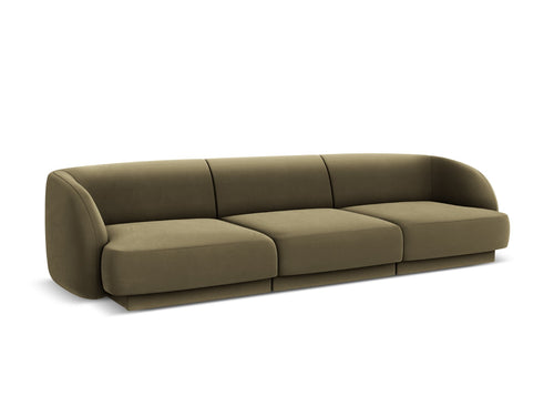 Micadoni Bank Miley 3-zits, flueel, groente - 90x255x70cm