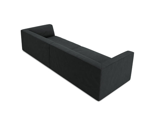 Micadoni Bank Ruby 4-zits, ribfluwelen, zwart - 93x302x69cm