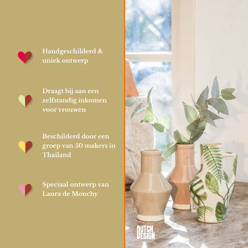 Return to Sender Vaas 15 cm Jungle print handgeschilderd met handvat