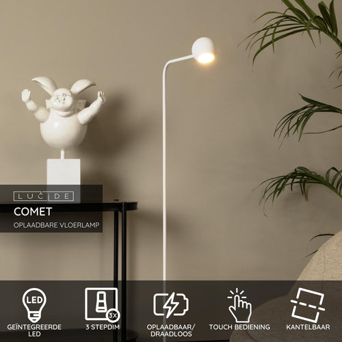 Lucide vloerlamp COMET - Geïntegreerde LED - Wit - vtwonen shop