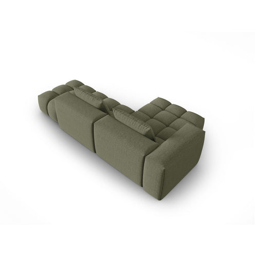 Cosmopolitan Design - Modulaire hoekbank links Verona 4-zits, structurele stof donker olijfgroen - 145x265x70cm