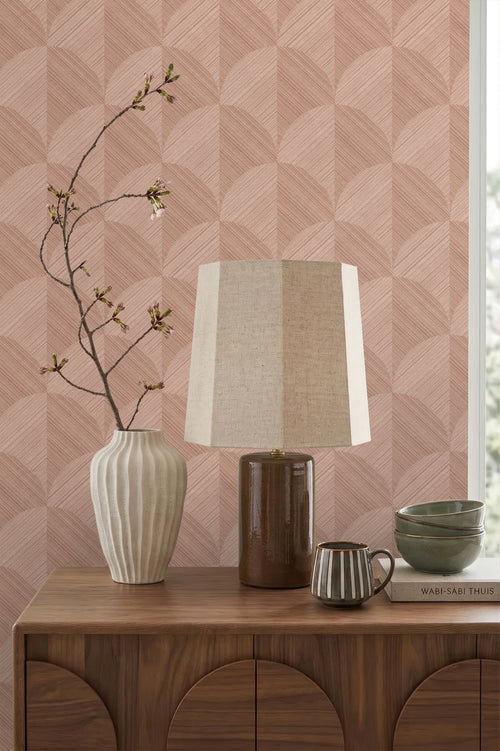 Origin Wallcoverings behang 3D-motief terracotta roze - 53 cm x 10.05 m - 347937