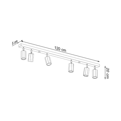 Sollux Lighting Plafondlamp ZEKE 6 eik - 120x5x20cm