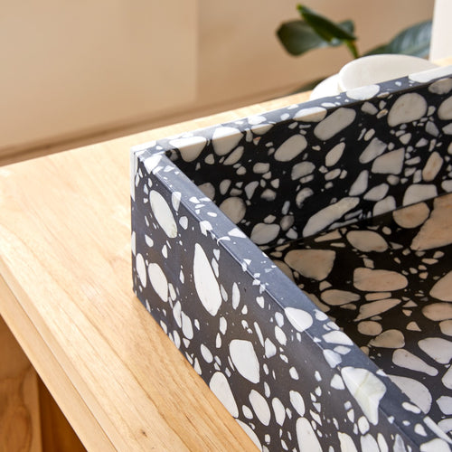 Tikamoon Waskom van premium terrazzo b. 40 cm - Zwart