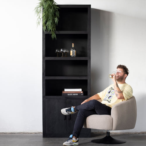 Giga Meubel Wandkast Xander - Zwart Mangohout - 80x45x220cm