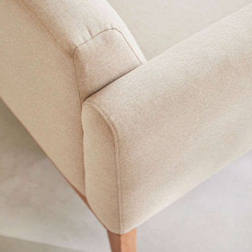 Tikamoon Fauteuil van massief eiken en ecru stof - Beige