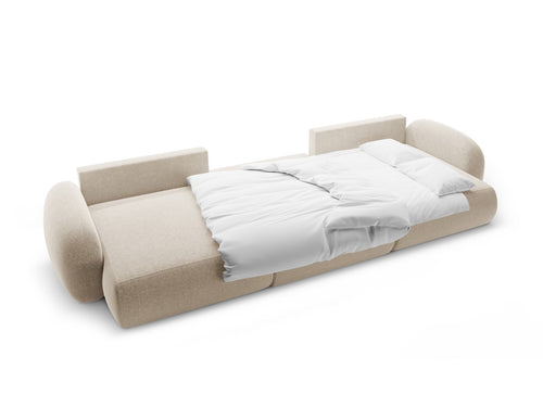 Cosmopolitan Design Converteerbare panoramische bank met opbergdoos Tonale 5-zits, chenille donkerbeige - 149x362x88cm