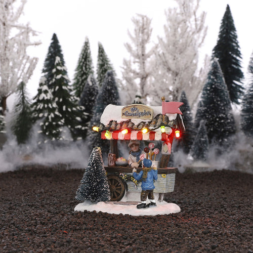 LuVille Kerstdorp Miniatuur Snoepkraampje - L10 x B8 x H10 cm - vtwonen shop