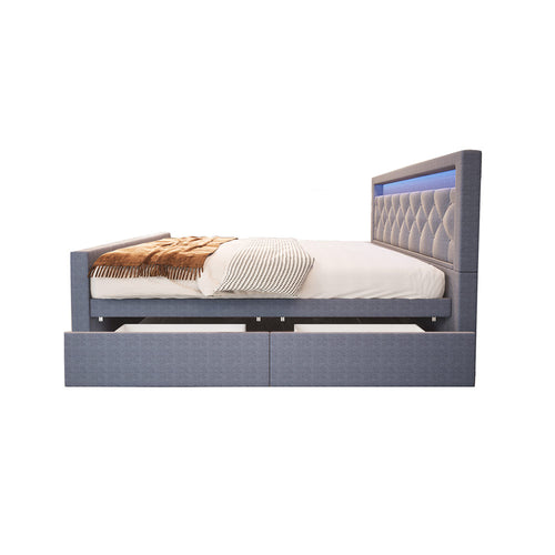 Home Deluxe Gestoffeerd Bed VELARA Donkergrijs - vtwonen shop