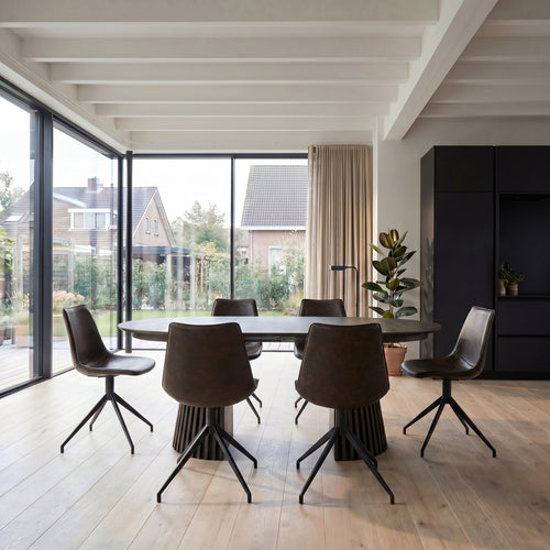 Furnhouse eetkamerstoel Isabel - Donkerbruin - Kunstleer - Set van 6