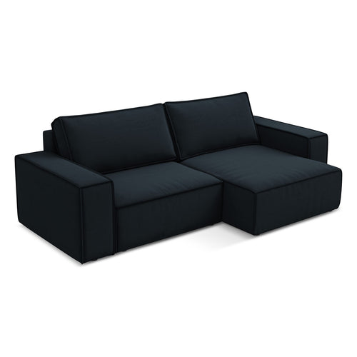 LaMiaSofa hoekbank rechts Livorno - velours - koningsblauw - 257x148x82