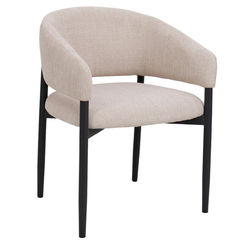 DÉJA Living Eetkamerstoel Elora - Beige/Zwart - Set van 2