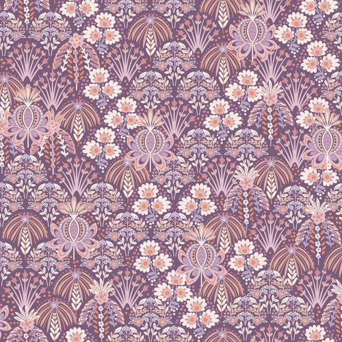 ESTAhome behang vintage bloemen in art nouveau stijl paars - 50 x 900 cm - 130973 - vtwonen shop