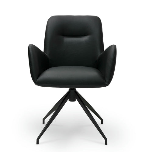 Furnhouse eetkamerstoelen armleuning Jennifer - Zwart - Kunstleer - Set van 6