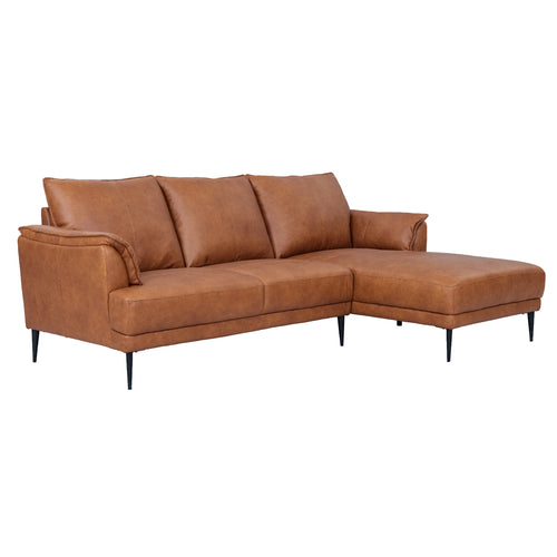Furnhouse chaise longue bank rechts Soul - Cognacbruin - Leer - 155x233x88