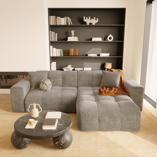 Sia Home - Rechte hoekbanken MAEL -  Fluweel - Mol - 230cm - vtwonen shop