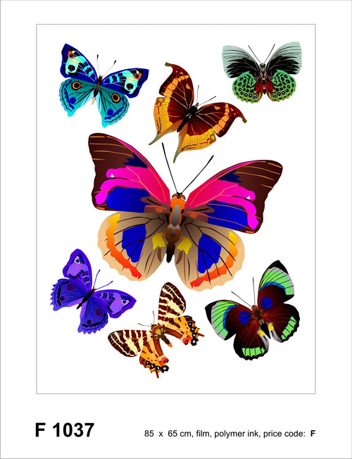 Sanders & Sanders muursticker vlinders roze, blauw en groen - 85 x 65 cm - 600269