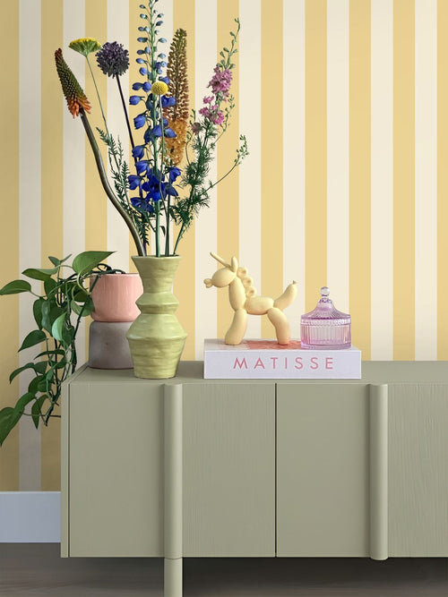 ESTAhome behang strepen geel en beige - 0.53 x 10.05 m - 132124