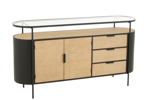 J-Line kast Ovy - ijzer - naturel/zwart