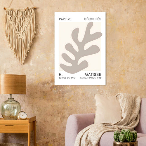 Artfulprints Poster met Lijst Matisse – Ocean petals grey   - A4 21x29.7 cm - Grijs