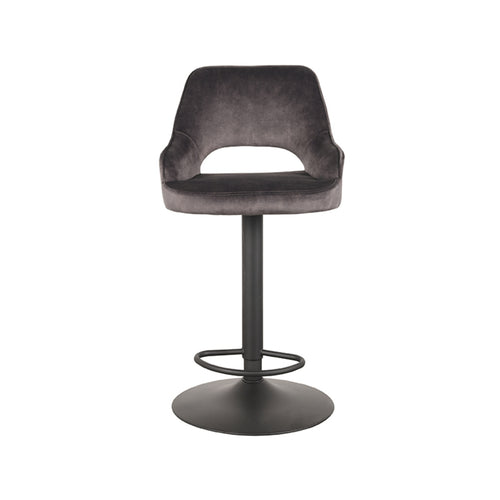 LABEL51 Barkruk Fer - Antraciet Velvet - Zithoogte 60–80cm