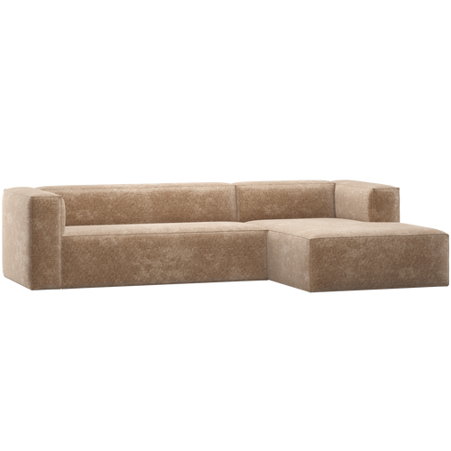 WOOOD hoekbank rechts Bean - Chenille - Velvet Perzik Roze - 73x305x175