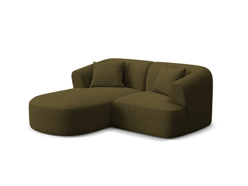 Cosmopolitan Design Modulaire hoekbank links Campi 3-zits, structurele stof groente - 156x180x70cm