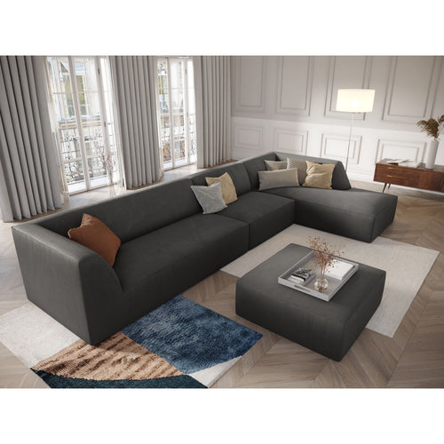 Cosmopolitan Design - Modulaire hoekbank rechts Siena 5-zits, ribfluwelen donkergrijs - 180x366x69cm