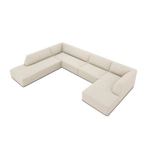 Cosmopolitan Design - Panoramische hoekbank links Siena 7-zits, ribfluwelen lichtbeige - 273x366x69cm