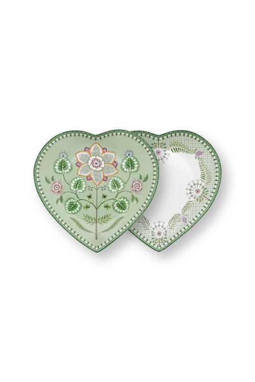 Pip Studio Bordenset Hart - Lily&Lotus - Groen - 23cm - Set van 2