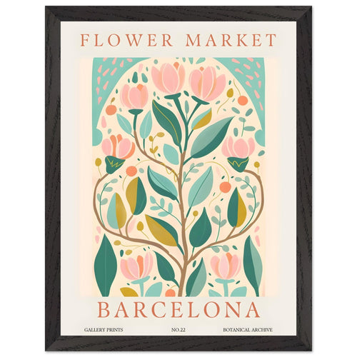 Artfulprints Poster met Lijst Flower market - Barcelona   - 30x40 cm - Meerkleurig