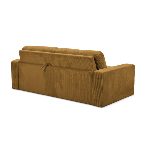 LaMiaSofa 3-zits slaapbank Como - ribfluweel - mosterd - 195x100x80