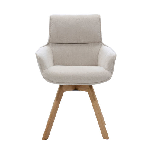 Giga Meubel Eetkamerstoel Else - Draaibaar - Stof/Eikenhout - Beige - Set van 2 - vtwonen shop
