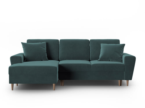 Cosmopolitan Design Uitklapbare hoekbank links met opbergdoos Kyoto 4-zits, flueel olie - 145x241x88cm
