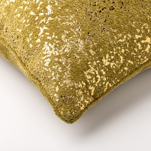 FLOW - kussenhoes 45x45 cm - chenille - metallic - Moss - groen, goud