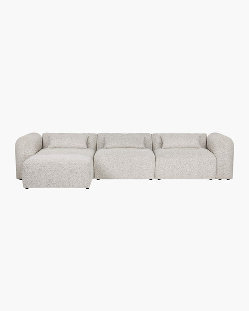 noo.ma Yaro 4-zits hoekbank, Clay Grey Mélange - zachte zit, 248 x 100 x 69 cm