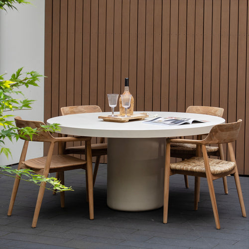 Giga Meubel Tuintafel Eden - Rond 150cm - Beige Eco Composiet - Betonlook - vtwonen shop