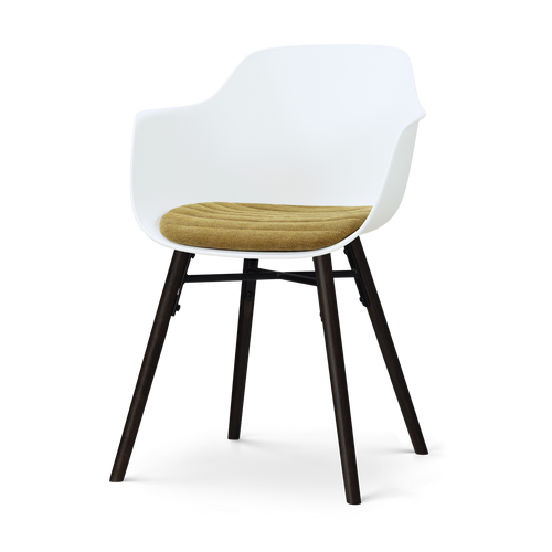 Nolon Nena-Liz eetkamerstoel wit met mosgroen zitkussen - zwart houten onderstel