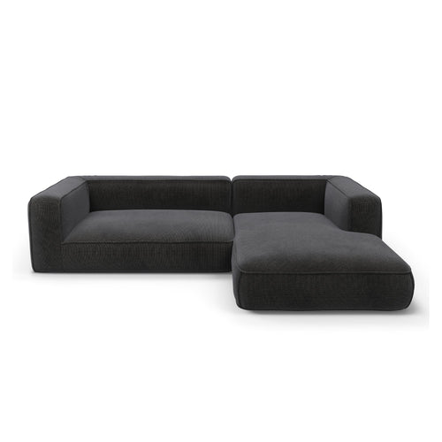 Premium Interiors - Rechthoekige hoekbank SOFIA - kruisweefsel grijs 255cm