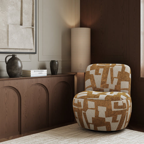 Sia Home - Fauteuil JENA - Stof met structuurpatroon - Mosterd - 65cm