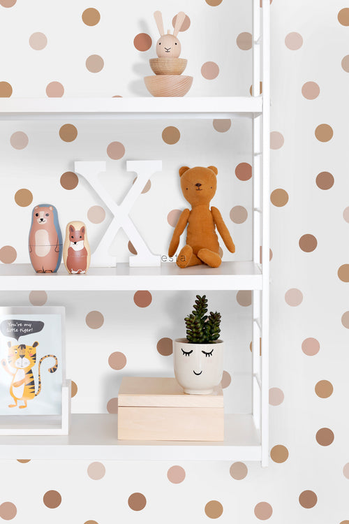 ESTAhome behang stippen terracotta en wit - 53 cm x 10.05 m - 139349 - vtwonen shop