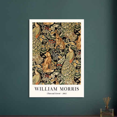 Artfulprints Poster met Lijst William Morris - Charcoal forrest   - 30x40 cm - Donkergroen
