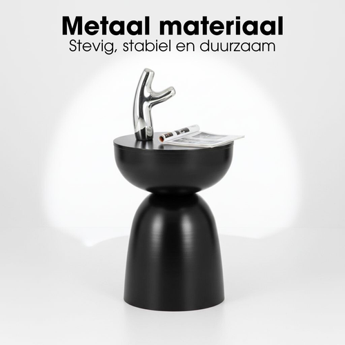 Mica Decorations Elliot Bijzettafel - Bijzettafel Rond H45 x Ø32 cm - Bijzettafeltje voor Woonkamer of Slaapkamer - Ideaal als Plantentafeltje - IJzer