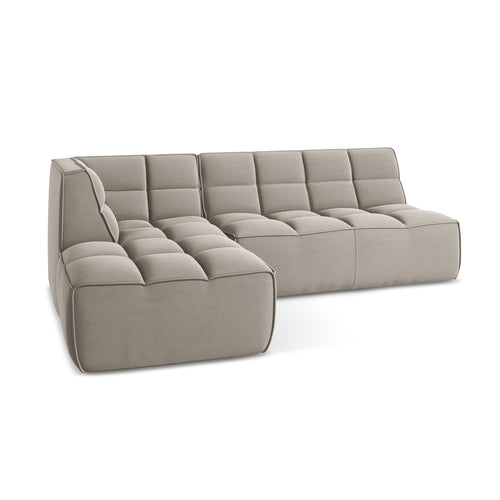 LaMiaSofa Modulaire hoekbank rechts Belluno - velours - taupe - 258x178x75