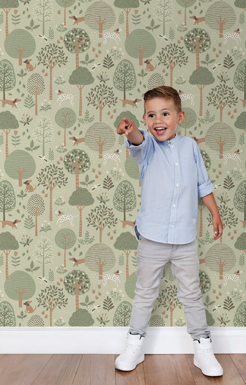 ESTAhome behang honden vergrijsd mintgroen - 53 cm x 10.05 m - 139712 - vtwonen shop