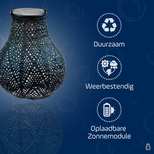 Lumiz solar lampion - ikat bulb - 16 cm - petrol - vtwonen shop