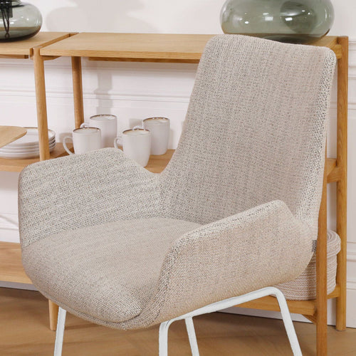 Nolon Nino-Eef Barkruk Beige Gemêleerd - met Armleuning - Wit - 65 cm