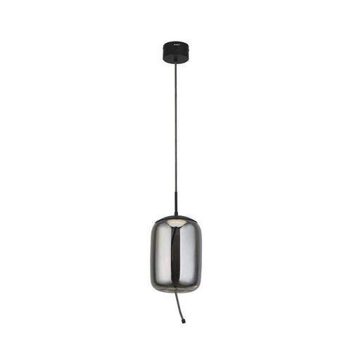 Searchlight Lisbon 1 licht LED-hanglamp, zwart en gerookt glas 2700K